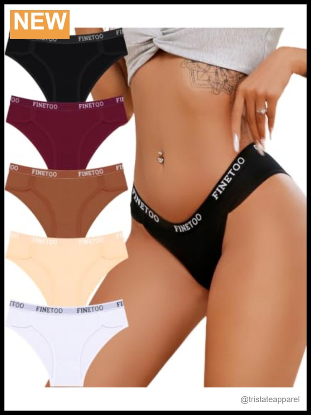 FINETOO Cotton Cheeky Bikini Panties 5 Pack Breathable Stretch Underwear